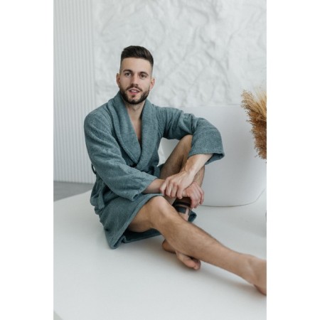 Tainted male bathrobe, size 48, green color-9
