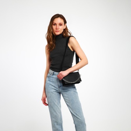 Women's bag Textura, messenger, small size, black color-6