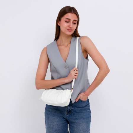 Bag Cross-Bodi with a zipper, white color-5