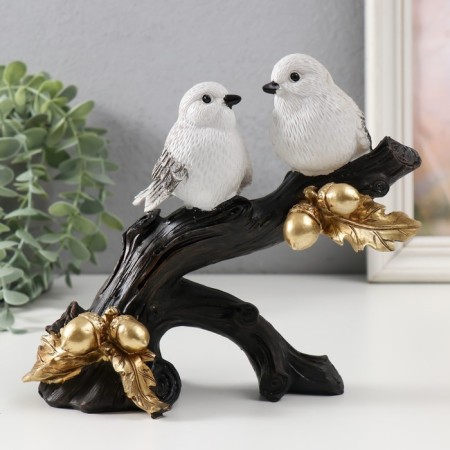 Polystone souvenir "Two white birds on a branch with acorns" 20x8x18 cm