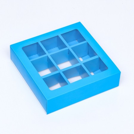Box for 9 sweets with a shell, blue, 13.7 x 13.7 x 3.5 cm-1