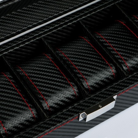 The casket to the leatherette to the clock 6 "Carbon with a red line" 8x33x12 cm-4