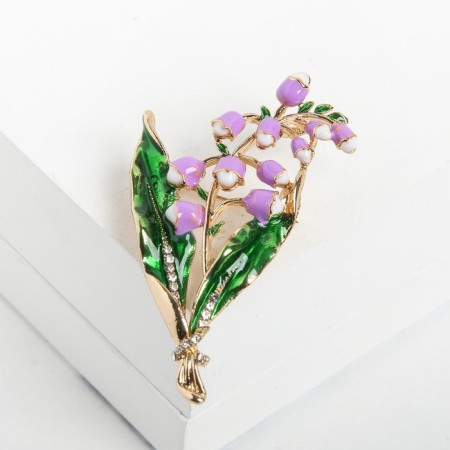 Brooch "Flowers" bells, colored in gold-1