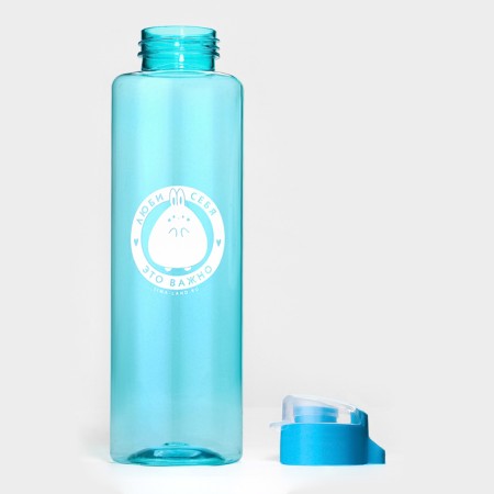 Water bottle "Love yourself", 600 ml, blue color-3