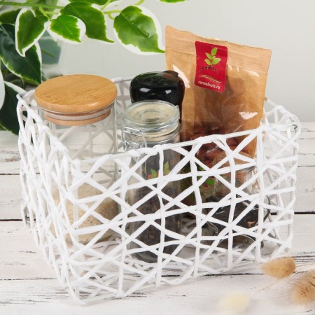 Storage basket wicker handmade shade "Web", 19 × 15 × 12 cm, white color-3