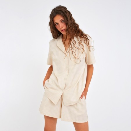 Female pajamas (shirt, shorts) minku: Home Collection Beige color, size 52