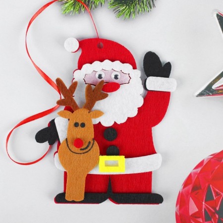 Set for creativity - create a Christmas tree decoration from the felt "Santa Claus with a deer"