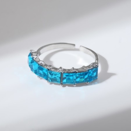 Ring "Jewelry" squares, blue color in silver, dimensionless-1