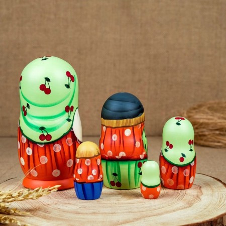 Nesting doll "muzzle", samovar, 5 puppet, suite-1