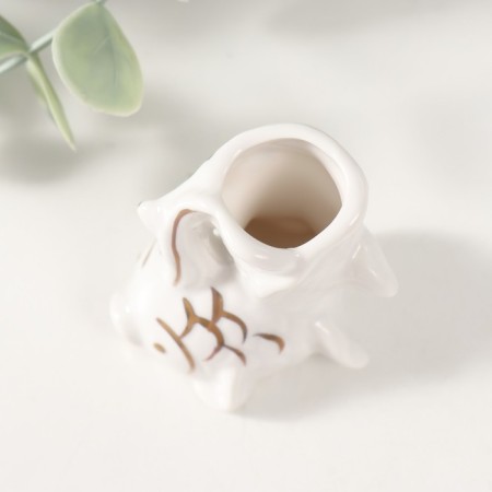 Souvenir ceramic stand d/toothpick "White Fish" with gold 5.2x4x5.5 cm-4