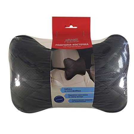 Siger pillow "Automobile Bone", on a car headrest, perforated eco -leather, rhombus, black-2