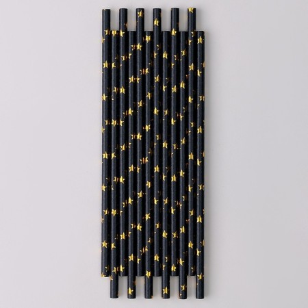 Tubes for the “stars” cocktail set 12 pcs., Black color