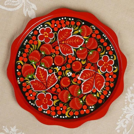 Plate "Fruit", D = 23 cm, Khokhloma, Mix-6