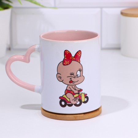 Sublimation mug "I am a creative girl", with a curly handle, a pink bottom-1