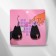 Acryl Earrings "Cat" with a heart, black color in silver