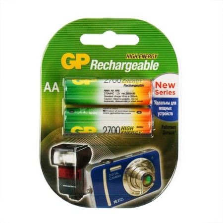 Battery GP, NI-MH, AA, HR6-2BL, 1.2V, 2700 mAh, blister, 2 pcs.