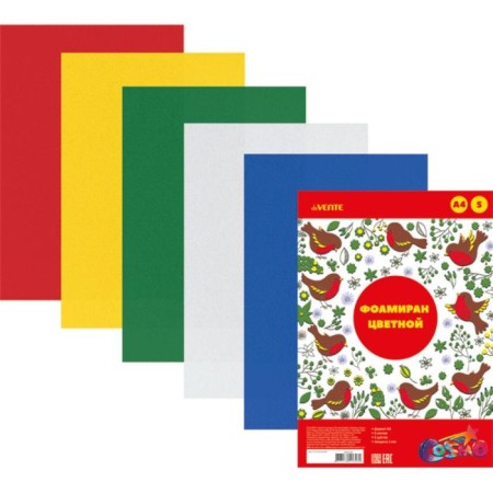 Foamiran color, A4 set, 1 mm, Devente, 5 sheets x 5 colors