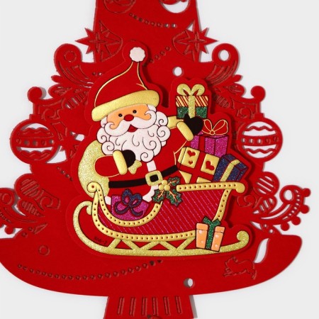 Decorative decoration (suspension) "New Year Christmas tree with Santa Claus" 40.5x25.5 cm-3
