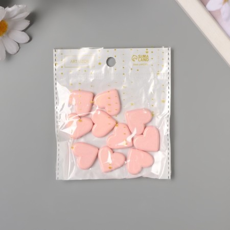 Acrylic beads for the work of “Smooth hearts” pink 2.4x2x0.5 cm-2
