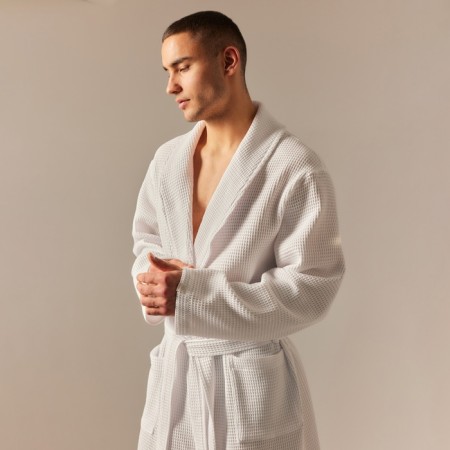 Wafel dressing gown Male SL Home: Basic "Blanc de Blanc", size XL, 100% cotton, 300 g/m2-2