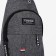 Male sling bag from textiles, headphone opening, gray color