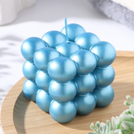Figure candle "Babble" Big Cube, 5x5x5 cm, turquoise, in the box-1
