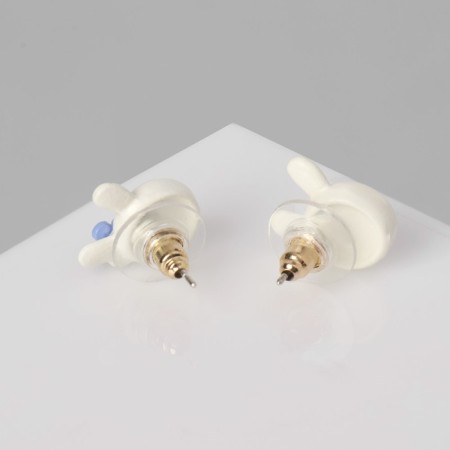 Earms with enamel "Montstrika" hares, white color-1