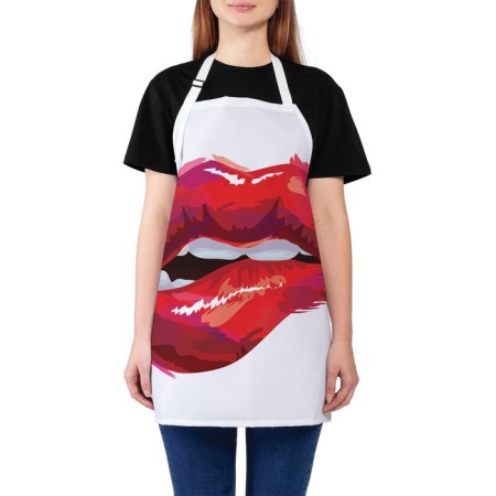 Apron kitchen with a photo print “Lips of seduction”, adjustable, size OS