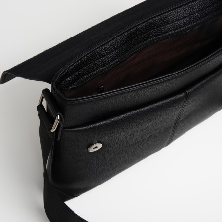 Male Business Bag, Textura, 2 external pockets, black color-6