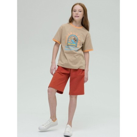 T -shirt for girls, height 122 cm, sandy color-4