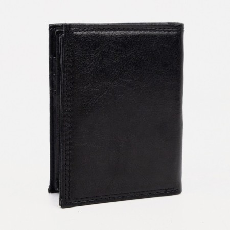 Male purse without fastening, 2 in 1, for auto documents, for bills, for cards, for coins, black color Black-1