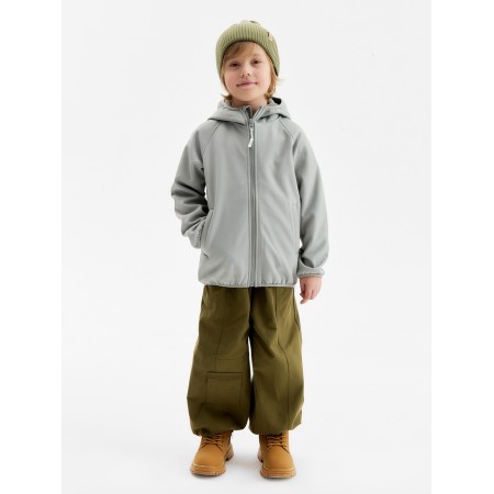 Demi -season windbreaker for Minaku boys from SoftShell on fleece, waterproof, gray, height 98 cm-1