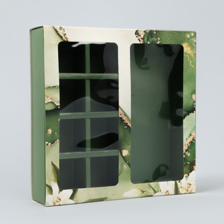 Box for 8 sweets and chocolate with cells, confectionery packaging to “beloved teacher” 18 x 18 x 4 cm-1