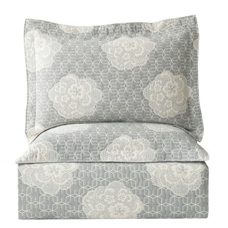 Bedspread, size 250x260 cm, gray color-3