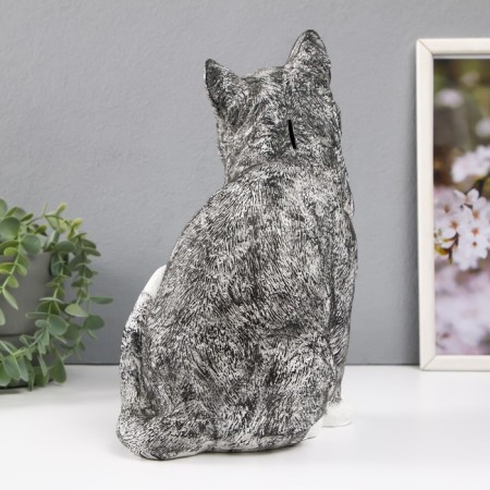The piggy bank "Cat is gray" height 31.5 cm, width 16 cm, length 24 cm.-3