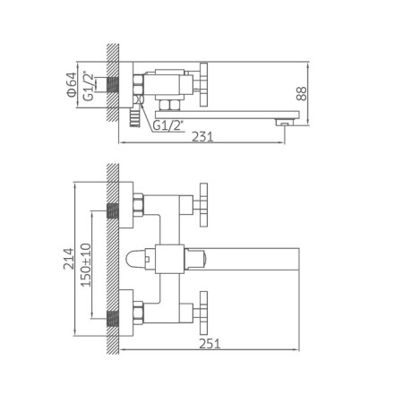 ACCOONA A6275 bath mixer, double -leaf, divertor in the case, with a shower set, chrome-8