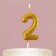 A candle for a cake, a number, shiny "2", gold, 4 x 10 cm.
