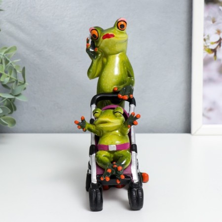 Souvenir Polystone Lak "Frog - Mommy with a baby in a stroller" MIX 16.7x6.3x15.5 cm-5