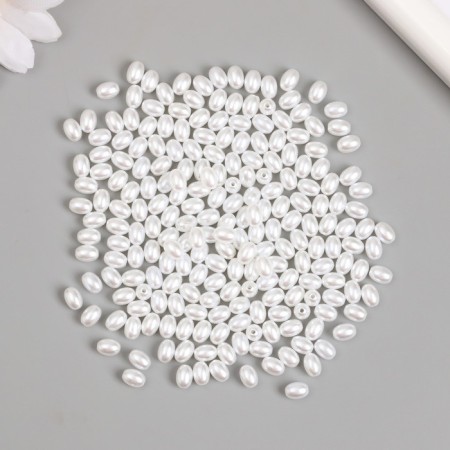 Beads for creativity plastic "Pearls White oval" set 20 grams 0.5x0.5x0.7 cm-2