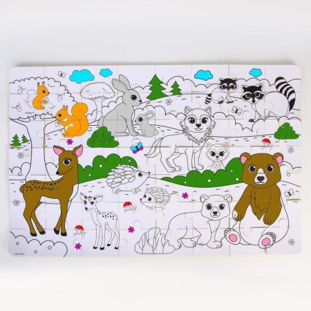 Soft puzzle for kids coloring “Mom and babies”, size 60x90 cm, 56 parts, crumb I-7