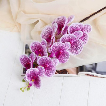 Artificial flowers "Tiger orchid" 90 cm, white-lilac