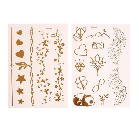 Children's tattoos, 10 × 15 cm, set 2 sheets, gold, "beasts, patterns"-1