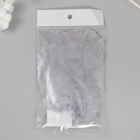 Pen of decorative goose downy "gray" set 40 pcs h = 10-15 cm-3