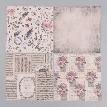 A set of paper for scrapbooking 12 sheets 12 designs "Vintage Letter" 160 grams 15.2x15.2 cm-4