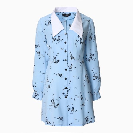 Women's dress with collar Mist p. 42, blue-6