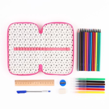 Penal 2 sections, with filling, 23 subjects, 125x205x40 mm, Minnie Mouse and unicorn-10