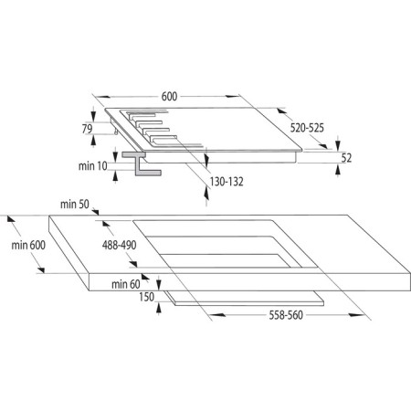 Gorenje GE690X hob, combined, 4 burners, 60 cm, silver-2