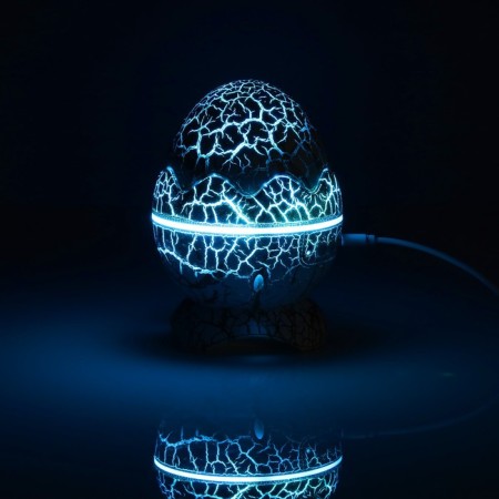 Light device "Dinosaurian egg" 10 cm, speaker, removable hemisphere, glow of RGB, remote control, usb, white-15