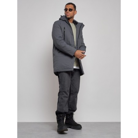 Lenced male winter park, size 58, dark gray color-14