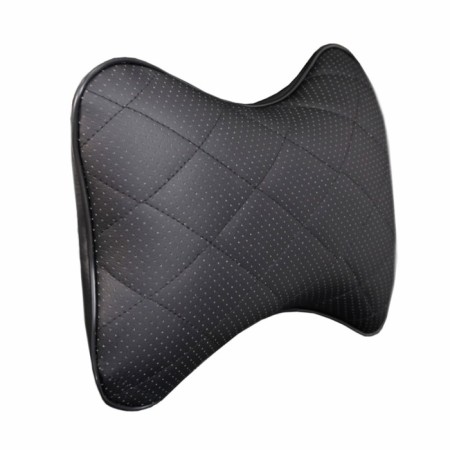 Siger pillow "Automobile Bone", on a car headrest, perforated eco -leather, rhombus, black